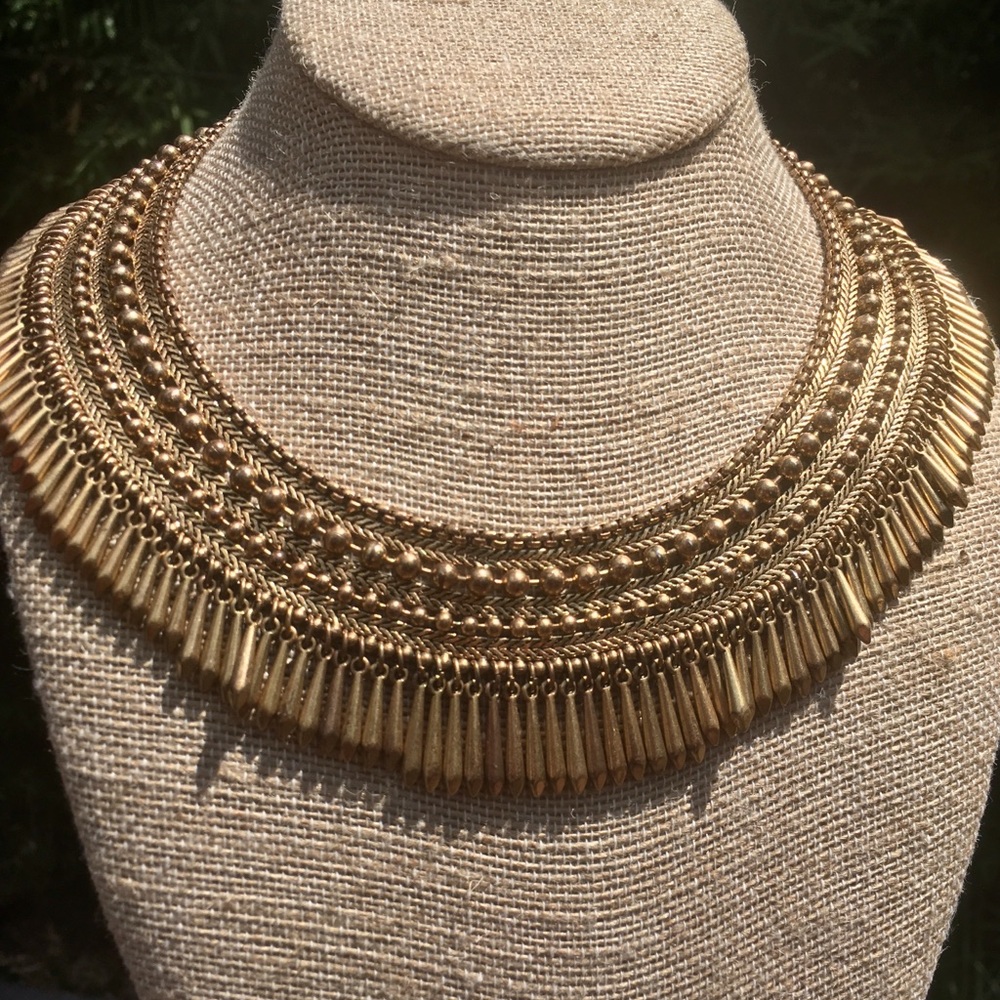 :: Stella & Dot Gold Tansy Fringe Collar Necklace - Picture 9 of 9